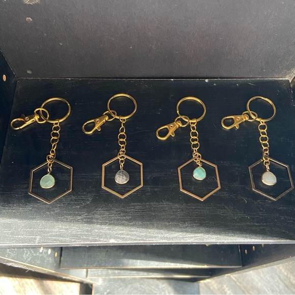 Handcrafted Keychain - Light Green Stone - Picture 9 of 10